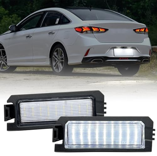 BHZNGD Kennzeichenbeleuchtung, 2 Stück fehlerfreie Kennzeichenleuchte, 12 V 6500 K Xenonweiß wasserdichte hintere Kennzeichenleuchten, kompatibel mit Hyundai i30N PD PDE, kompatibel mit Kia Rio