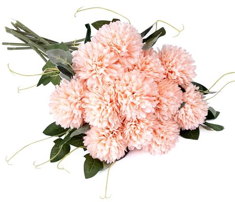 Foshird 12 Stück Kunstblumen Wie Echt Chrysantheme Rosa Seidenblumen Blumenstrauß Künstliche Blumen Deko Fake Flowers für Brautsträuß Hochzeits Tischdeko Party Garten Girlanden Geschenk Valentinstag