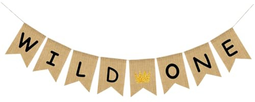 Jute-Banner Wild One, rustikale Wimpelkette, Vintage-Stil, für 1. Geburtstag, Party, Girlande, Dschungel-Thema, Geburtstag, hängende Dekorationen
