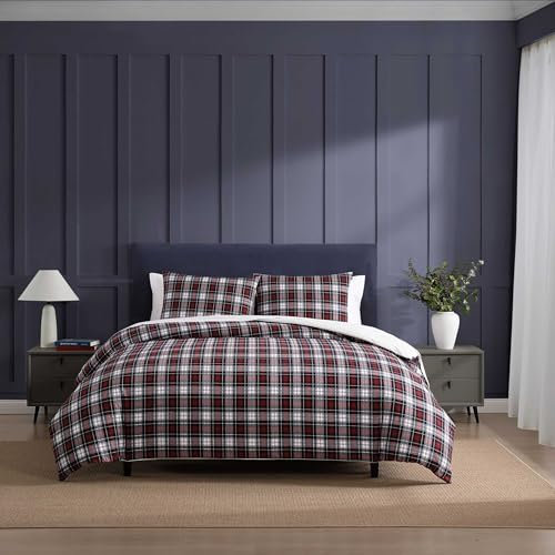 Tommy Hilfiger Bettwäsche-Set, luxuriös weiche, garngefärbte Baumwolle mit passendem Kissenbezug, Karomuster (Essential Tartan Red, Twin)