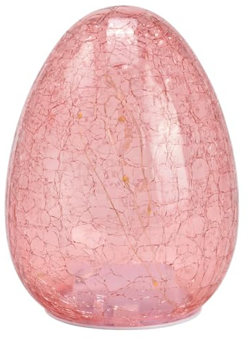 G. Wurm Dekoleuchte Ei Osterei (S) Glas, Rosa, Lampe mit LED Lichterkette - Dekolampe, Tischleuchte, Eierlampe Ostern