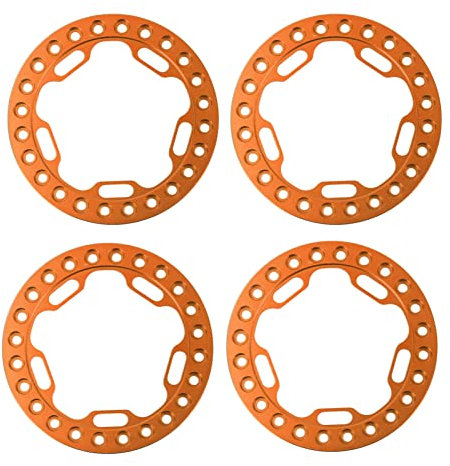 equlup 4 Stück Aluminium 1,9 Zoll RC Beadlock Felgen-Ersatzring für 1/10 Crawler RC Auto 1,9 Zoll Radaußenringfelgen (Orange)