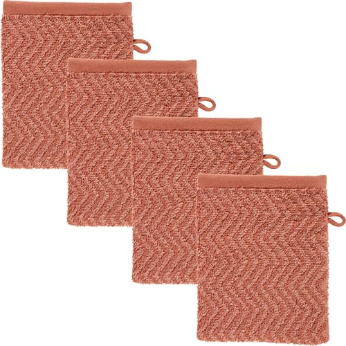 REDBEST Waschhandschuh Palmdale 4er-Pack Walk-Frottier Terra Größe 16x21 cm