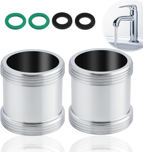 Lot de 2 Adaptateur de Robinet M22 vers M24, Rechange Radaptateur de Robinet en Laiton pour Cuisine et Salle de Bain, Connecteur d’Aérateur Adaptateur Filetage Extérieur M22 et M24