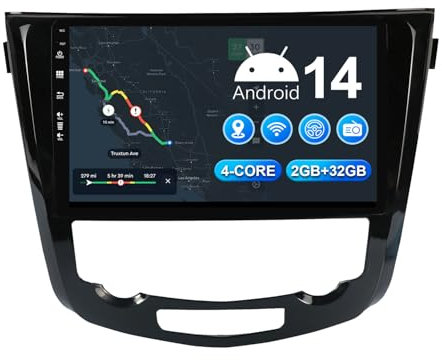MISONDA 2 DIN Android 14 Radio Coche para Nissan X-Trail/Qashqai/j11/J10/T31/T32 Rouge 2014-2018 con Bluetooth/GPS/WiFi/FM/RDS/SWC/HiFi/USB/Cámara Pantalla táctil de 10 Pulgadas 2G + 32G