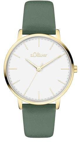 s.Oliver Damenuhr - 34 mm - Flache, Zeitlose, alltagstaugliche, analoge Armbanduhr für Damen mit Quarzwerk - 3 ATM wasserdicht - Kratzfest - Geschenkidee