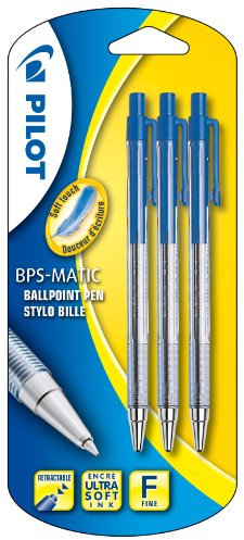 Pilot BPS Matic Blister 3-Kugelschreiber, feine Spitze blau