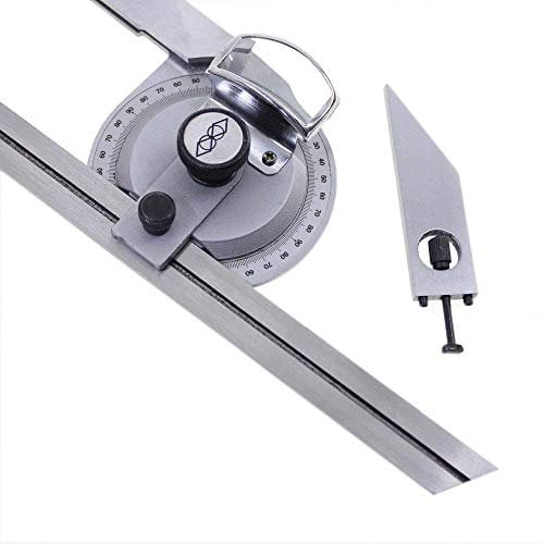 KATSU Universale Bevel Goniometro, con Lente d'ingrandimento, Misuratore di Angolo Regolabile in Acciaio Inossidabile di Precisione da 0-360 Gradi Goniometro Righello Angolare a Corsoio 401136