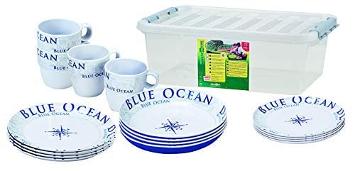 Brunner Camping Products - Caja apilable, diseño de océano Azul