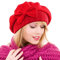 Ruphedy Damen französisch baskenmütze Stricken Wolle baskenmütze Beanie Kirche Kleid hüte Winter Medium Rot