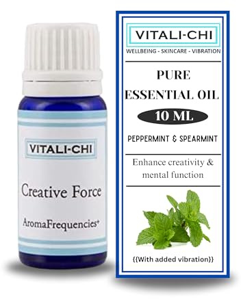 Vitali-Chi Puissance créative AromaFréquences pour encourager la créativité et éliminer le doute de soi. Verre bleu AromaFréquences Bouteille 10 ml
