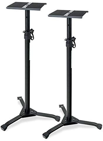 2er Set Pronomic SLS-20 Studio Monitor Stativ faltbar - klappbare Füße - höhenverstellbar von 75 cm bis 130 cm - Ablagefläche mit Moosgummistreifen - schwarz