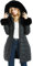 Geschallino Steppmantel für Damen Langer Winter Wattierter Dicker Parka Mantel mit Abnehmbarem Kunstpelzkragen SS804 Schwarz XL