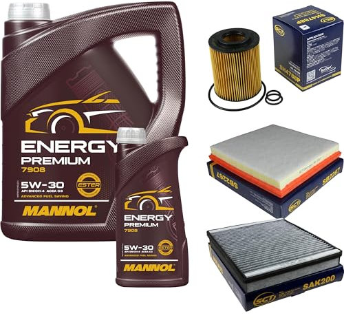 Filter Set Inspektionspaket 6 Liter MANNOL Motoröl Energy Premium 5W-30 API SN/CF SCT Germany Innenraumfilter Luftfilter Ölfilter