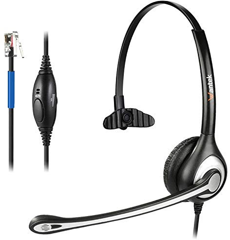 Wantek RJ9 Telefon Headset mit Mikrofon Noise Cancelling & Lautstärkeregler, Festnetztelefon Kopfhörer für Cisco Telefon 6921 6941 6945 7841 7942 7945 7960 7965 8811 8851(Y600C1)
