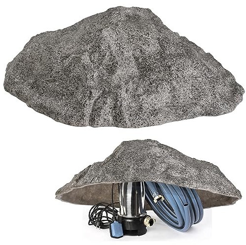 GARTENDEK Kunstfelsen Für Garten Abdeckung Für Poolpumpe Sandfilteranlage Gullideckel Dekosteine Felsen Für Schachtabdeckung - Hohler Deko Steine groß Für Schachtdeckel Abdeckstein Ø 83cm L-01 Grau