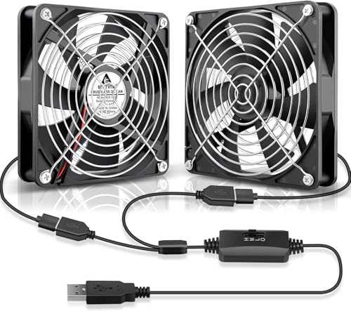 GDSTIME Dual 140 mm USB-Lüfter mit Geschwindigkeitsregelung, 5 V betriebener DC-Kühler