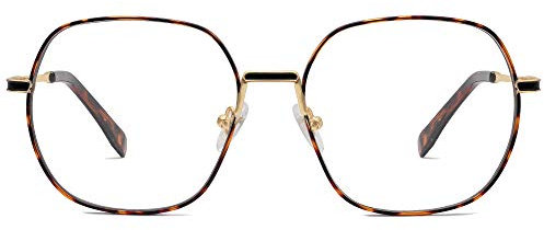 SOJOS Blaulichtfilter Brille Damen Metall Computerbrille SJ5122 (C5 Schildpatt Rahmen/Anti-Blaulicht Linse)