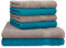 Betz Palermo 6er Set Handtuch 2 Stück Duschtücher 70x140 cm 4 Stück Handtücher 50x100 cm Liegetuch Saunatuch - Petrol - Stone