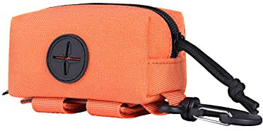 OneTigris Hundekotbeutelhalter mit Reißverschluss für Hundekotbeutel, Leinen-Befestigung für Spaziergänge, Training, Laufen, Wandern (Orange)