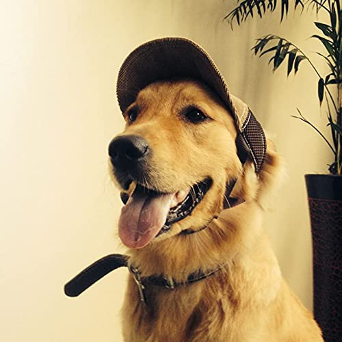 YJZQ Baseballkappe für Hunde, Baseballmütze, verstellbar, mit Ohrlöchern, Sonnenhut, atmungsaktiv, für große Hunde, Größe L, Kaffeeblau