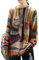 Janein Damen Pullover Oversize Lang Strickpullover Herbst Winter Rundhals Sweater mit Blumenmuster Weihnachtspullover M S01DE CR31