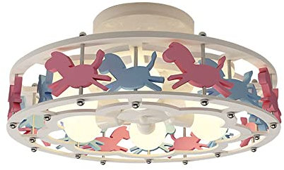 Kinderzimmer Deckenleuchte hölze Dimmbar modern Kinderzimmerlampe Karussell kreatives Design 6 Flammig E27 Deckenlampe Kinderzimmer Lichter Innenbeleuchtung Für Babyzimmer Schlafzimmerleuchte Ø50cm