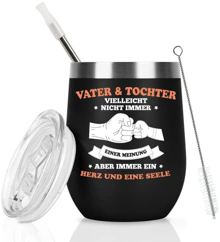 Livole Vatertagsgeschenke für Papa, Vater, Männer, Papa Geschenk Weihnachten von Tochter, Kindern, Geschenke zum Vatertag - Vater & Tochter - 350ml Thermobecher aus Edelstahl, 12Oz Kaffeebecher to go