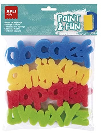 APLI Kids 19412 - Tampons mousse pour peindre les 26 lettres de l'alphabet - Lettres minuscules - Peinture à l'éponge.