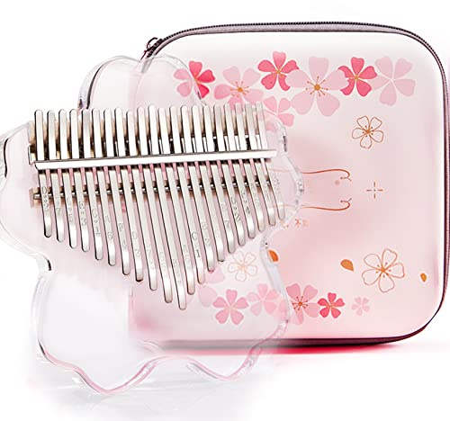 BOTOWI Kalimba Thumb Piano 21 Key mit Eva Schutzhülle Full Kit, Sakura Shape Transparent Crystal Kalimba 17 Key, Professional Musical Instruments Kinder Erwachsene Anfänger,Clear 21 Notes