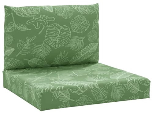 vidaXL Lot de 2 Coussins de Palette, Galettes de Siège Antidérapantes, Décoration Jardin Terrasse Patio, Motif de Feuilles Tissu Oxford