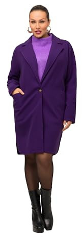 Ulla Popken Cappotto Felpato con Fessure Felpa, Viola Scuro, 56-58 Donna