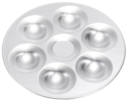 PATIKIL 6 Well Aluminum Paint Tray Palette, Silver Tone, Artistic Style