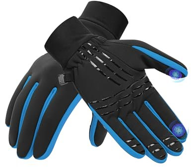 INBIKE Fahrradhandschuhe Winterandschuhe Outdoorhandschuhe Skihandschuh MTB Mountainbike Handschuhe Laufhandschuhe Herren Damen Touchscrennfähig Winter Warm Winddicht Blau,XS