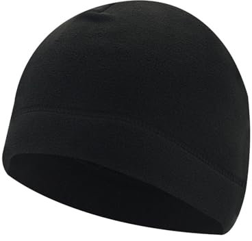 HIQIU Winter Warm Fleece Mütze für Damen und Herren, Unisex Outdoor Sport Radfahren Einfarbig Wintermütze Ski Beanie Cap (DE/NL/SE/PL, Alphanumerisch, Einheitsgröße, M, Schwarz)