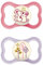 MAM Air Night Succhietto 6-16 Mesi (Set da 2), Ciuccio MAM 6-16 mesi che si illumina al buio per pelli sensibili, Kit da 2 accessori neonato con tettarella in silicone e porta ciuccio, Rosa & Viola