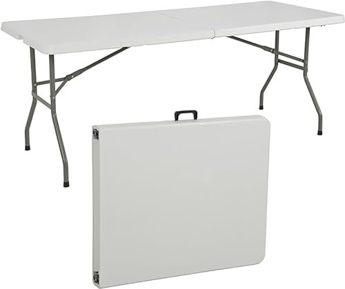 Tavolo Pieghevole da Giardino Perfetto Come Tavolo da Campeggio, da Buffet, da Cucina | Tavolini pieghevoli a Valigetta con Maniglia tavolo pieghevole salvaspazio (180x70x74)