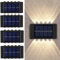 YUNYODA 4 Pack Solar Wall Lights Outdoor, 10 LED Solar Fence Light Waterproof Outdoor Up and Down Garden Fence Lighting for Yard Garage Porch Deck Pathway Decoration