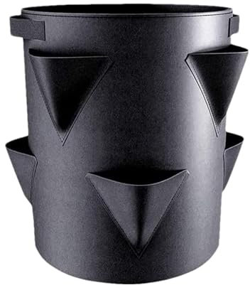 Kixolazr Macetero de fresa con 6 bolsillos laterales, 6 bolsillos laterales, jardineras para exteriores, macetas para verduras, patatas, tomates y flores, ONH6XJ5FR25SKK0H
