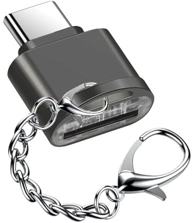 EasyULT Micro SD Kartenleser USB C, USB C auf SD Kartenleser, OTG Externe Kartenleser Mit Hängender Kette, USB OTG Kartenlesegerät für Laptop, MacBook, Galaxy Handy und Mehr (Grau)