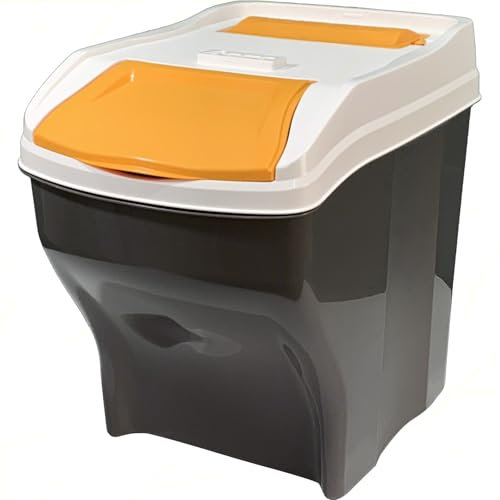 Sicignano - Cubo de basura Poker Plus de recogida selectiva de 27 litros, tapa naranja, con compartimento para bolsas – Apilable, modular, modular