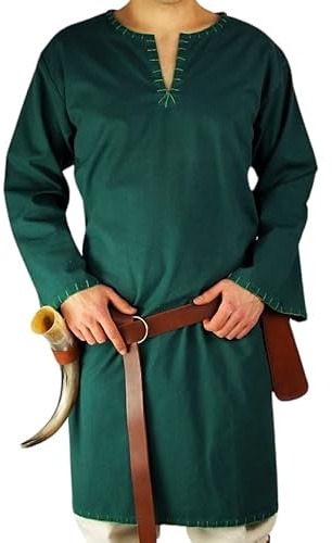 Leonardo Carbone® Wikinger Tunika Erwin - Mittelalter Kleidung Herren, Mittelalter Hemd, Freizeithemden Langarm, Karneval Kostüm Herren, Wikinger Tunika, LARP-Kleidung - 100% Baumwolle