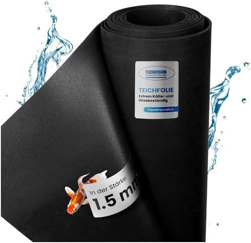 TeichVision - Premium EPDM Teichfolie Stärke 1,5 mm - 1,5 m x 7 m/naturgerechte EPDM Folie schwarz - besonders langlebig/auch geeignet als Hochbeet Folie wasserdicht