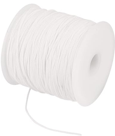 Filo di nylon per bracciali, nastro di nylon, filo intrecciato per bracciali, collane, macramè, fai da te (bianco, 1 mm x 120 m)