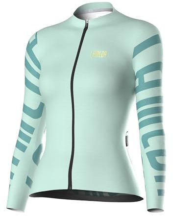 LAMEDA Cycling Jersey Women Long Sleeve, Breathable Bike Jersey with Pockets, Bike Shirts for Road Biking Riding, Green, S