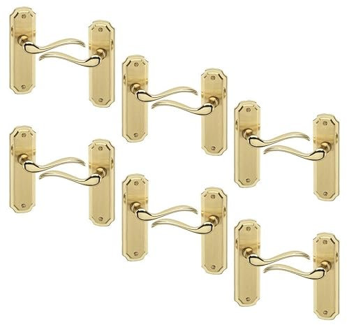 URBNLIVING 6/4 Pcs Constance Metal Door Lever Handles Set Fire Stain & Scratch-Resistant Secure Fit for All Types Interior & Exterior Doors with Easy Install Hardware Tools Handles Multipack