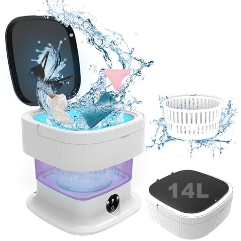 Portable Washing Machine, 14L 2.2kg 2 in1 Mini Washing Machine Portable Washe with Deep Cleaning of Underwear, Baby Clothes, Socks, Towel, Lavadora Portatil Suitable for Apartments, Dorm, Camping, RV
