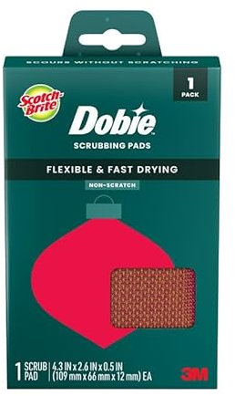 Scotch-Brite Washing Up Kitchen Sponge, Christmas Dobie Scrub Pad, Quick-Dry Mesh Scouring Pad with a Festive Red Colour