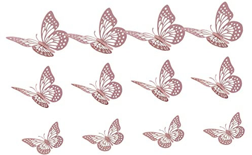 12 Pièces Sticker décoratif décor de roses évidés Sticker décoration de gâteaux murale stickers muraux de fond stickers muraux 3d Papier Rose Gold GREENADSCAPE