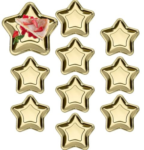 Ericetion Piatti di Carta Natalizi 10 Pezzi/Set Piatti di Carta USA E Getta Stella per Feste Vassoi di Carta USA E Getta Pentagramma per Festa di Nozze